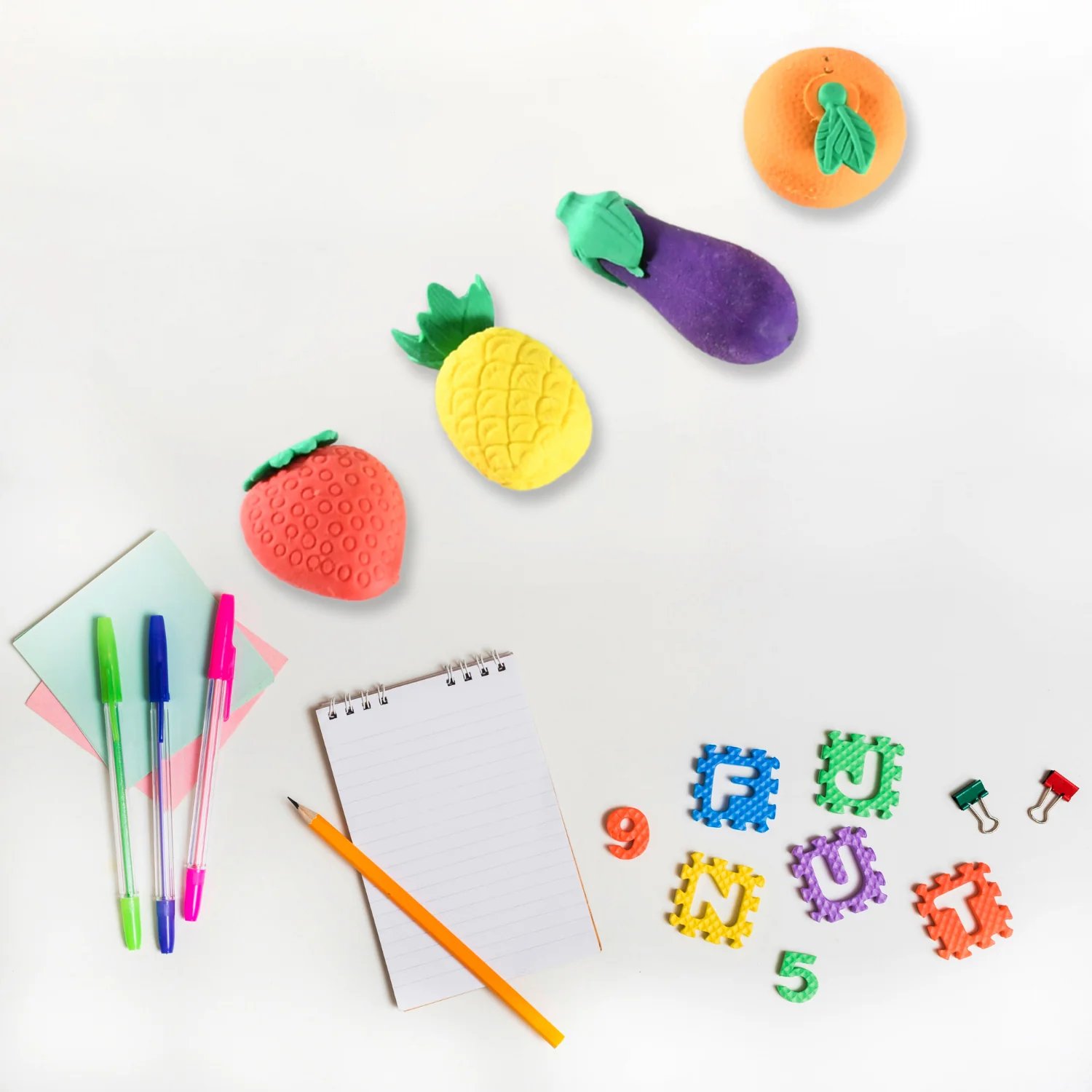 Mini Cute Veg & Fruit Erasers – 3D Colorful Eraser Set for Kids (4 Pc) - Image 4