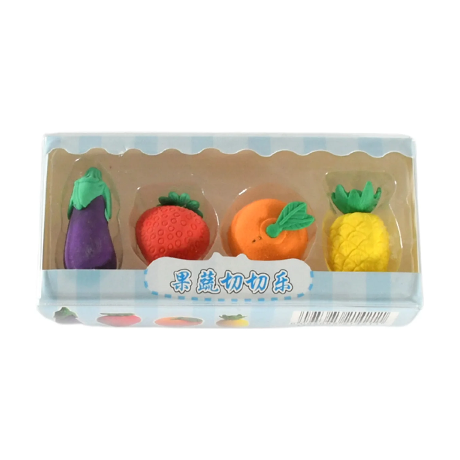 Mini Cute Veg & Fruit Erasers – 3D Colorful Eraser Set for Kids (4 Pc) - Image 5
