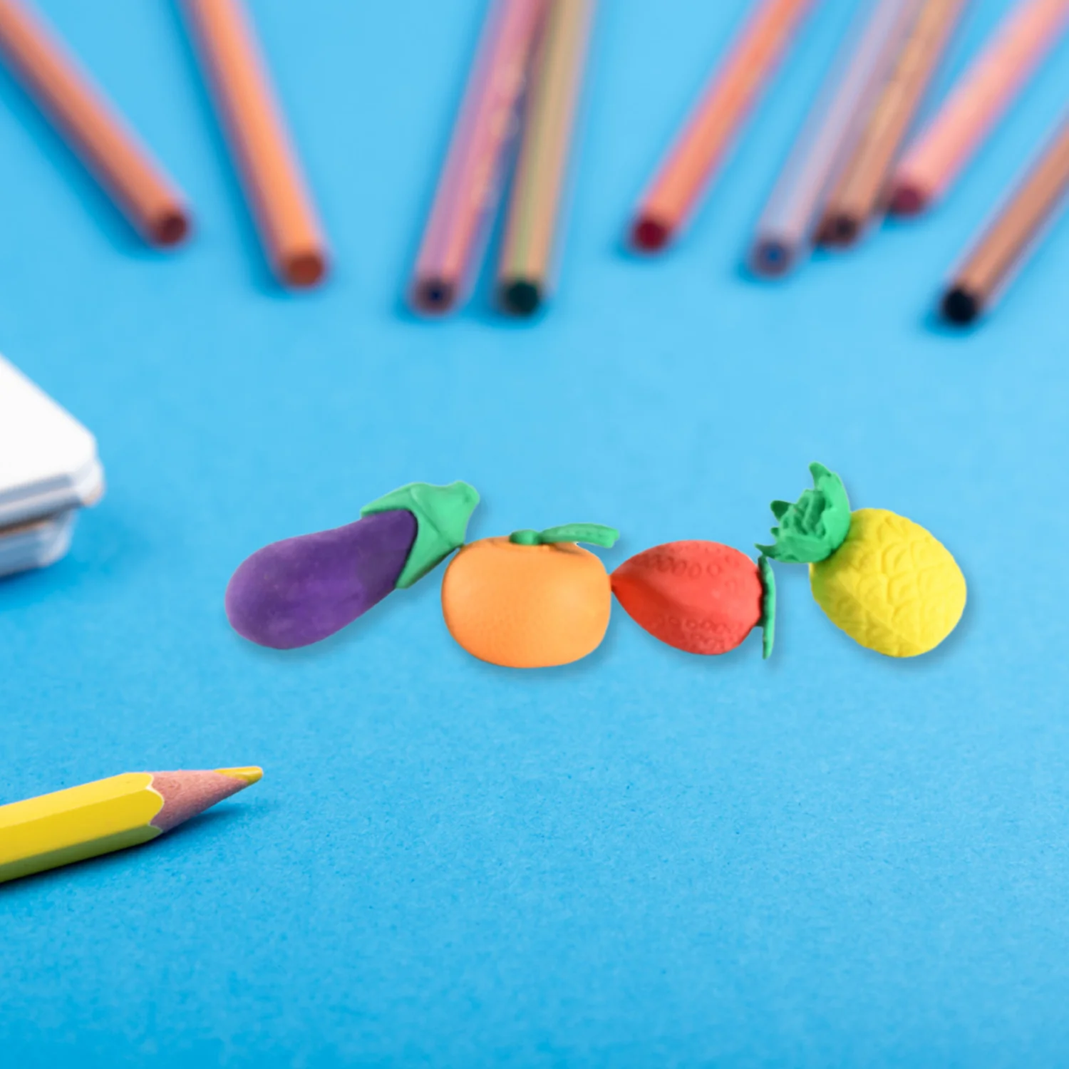 Mini Cute Veg & Fruit Erasers – 3D Colorful Eraser Set for Kids (4 Pc) - Image 8
