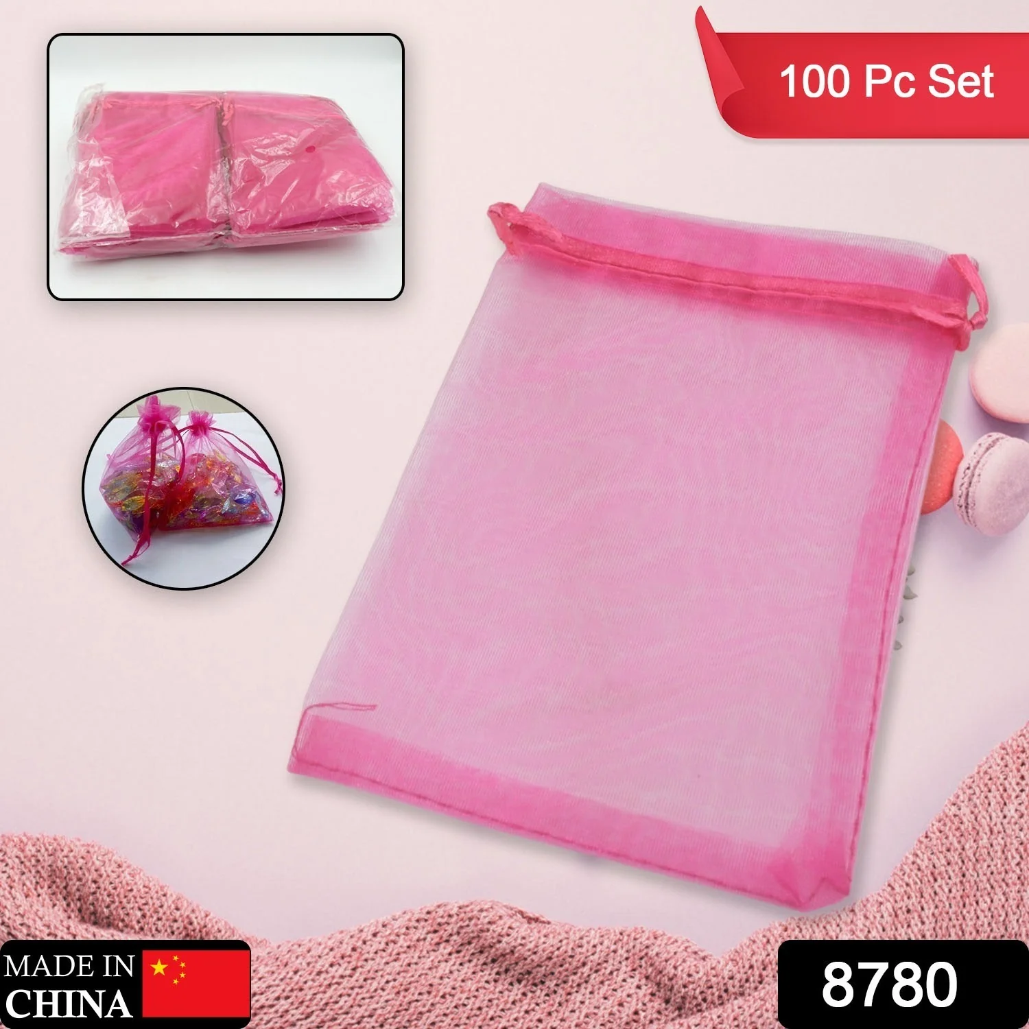 Organza Gift Bags Small Mesh Bags Drawstring Gift Bags  Festival Gift Bags (100 Pcs Set) - Image 2