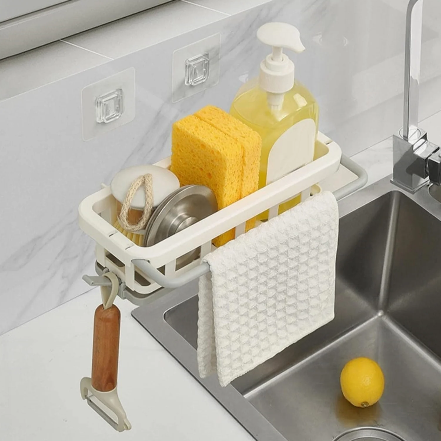 Hanging Drain Rack & Sponge Holder Basket for Kitchen Sink Storage - Image 3