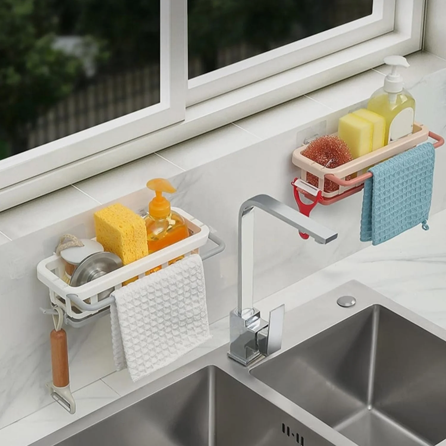 Hanging Drain Rack & Sponge Holder Basket for Kitchen Sink Storage - Image 6