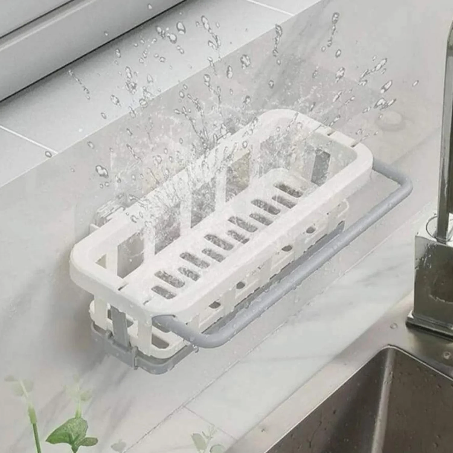 Hanging Drain Rack & Sponge Holder Basket for Kitchen Sink Storage - Image 7