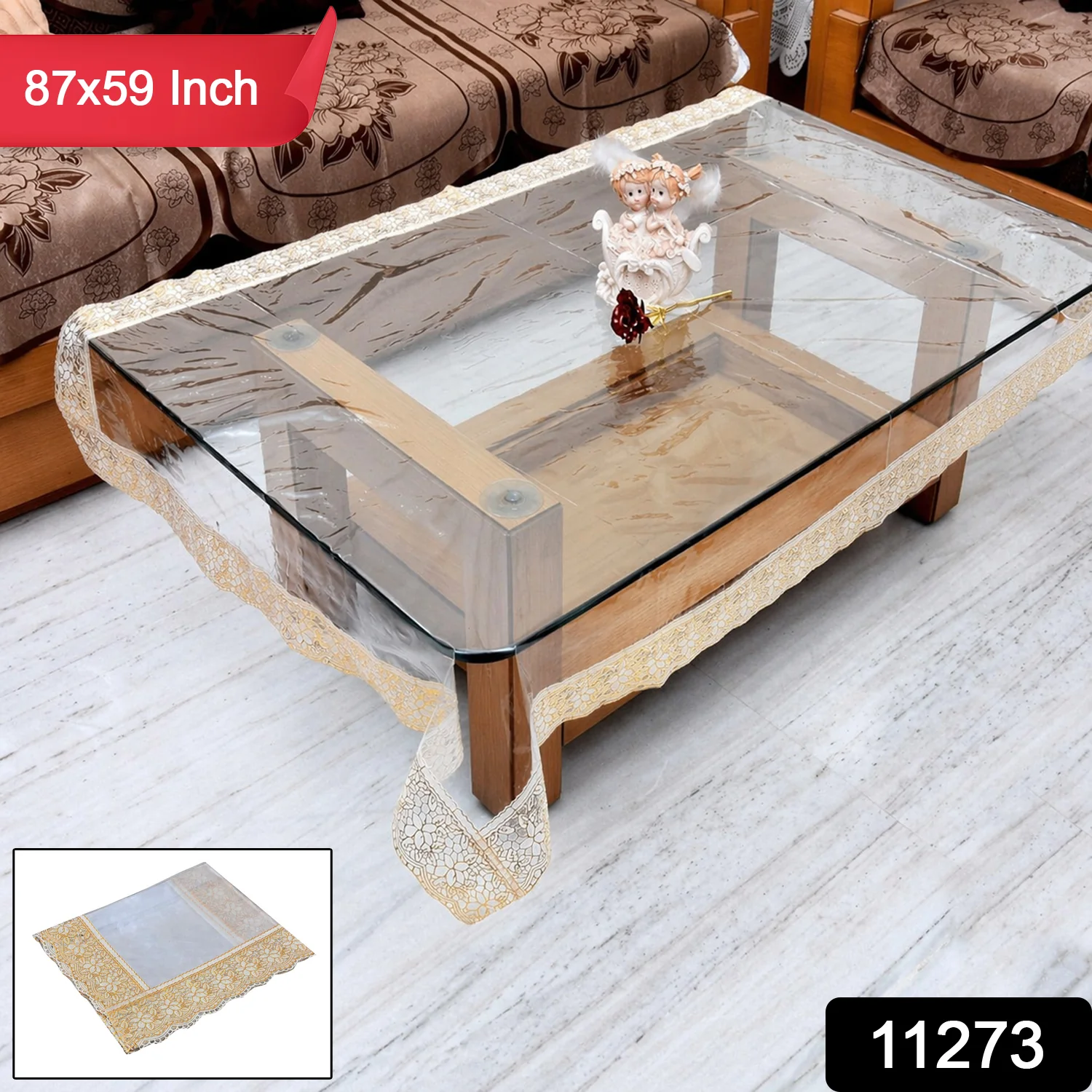 87x59 Inch Transparent PVC Table Cover (1 Pc) - Image 2