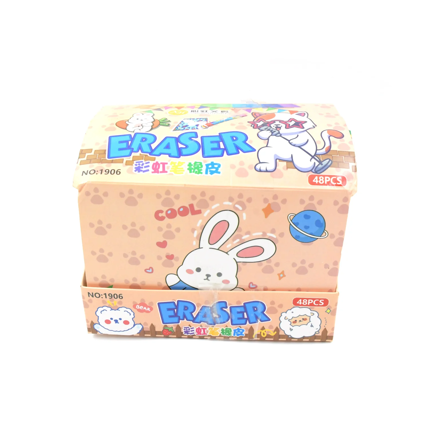 Fancy Rainbow Pencil Erasers for Kids – Set of 48 Cartoon Erasers - Image 4