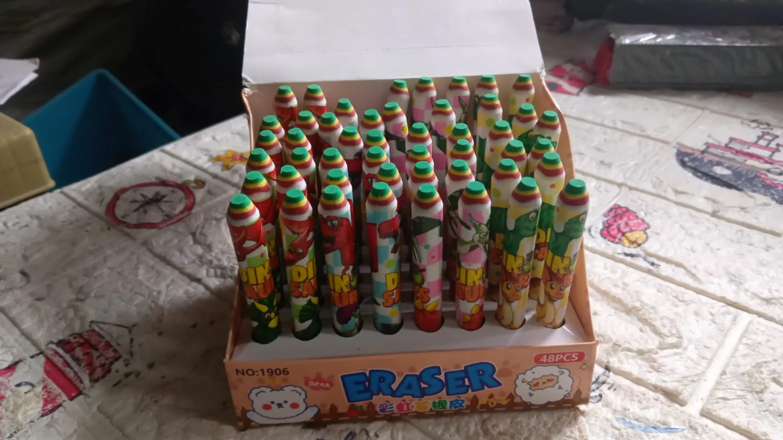 Fancy Rainbow Pencil Erasers for Kids – Set of 48 Cartoon Erasers - Image 7