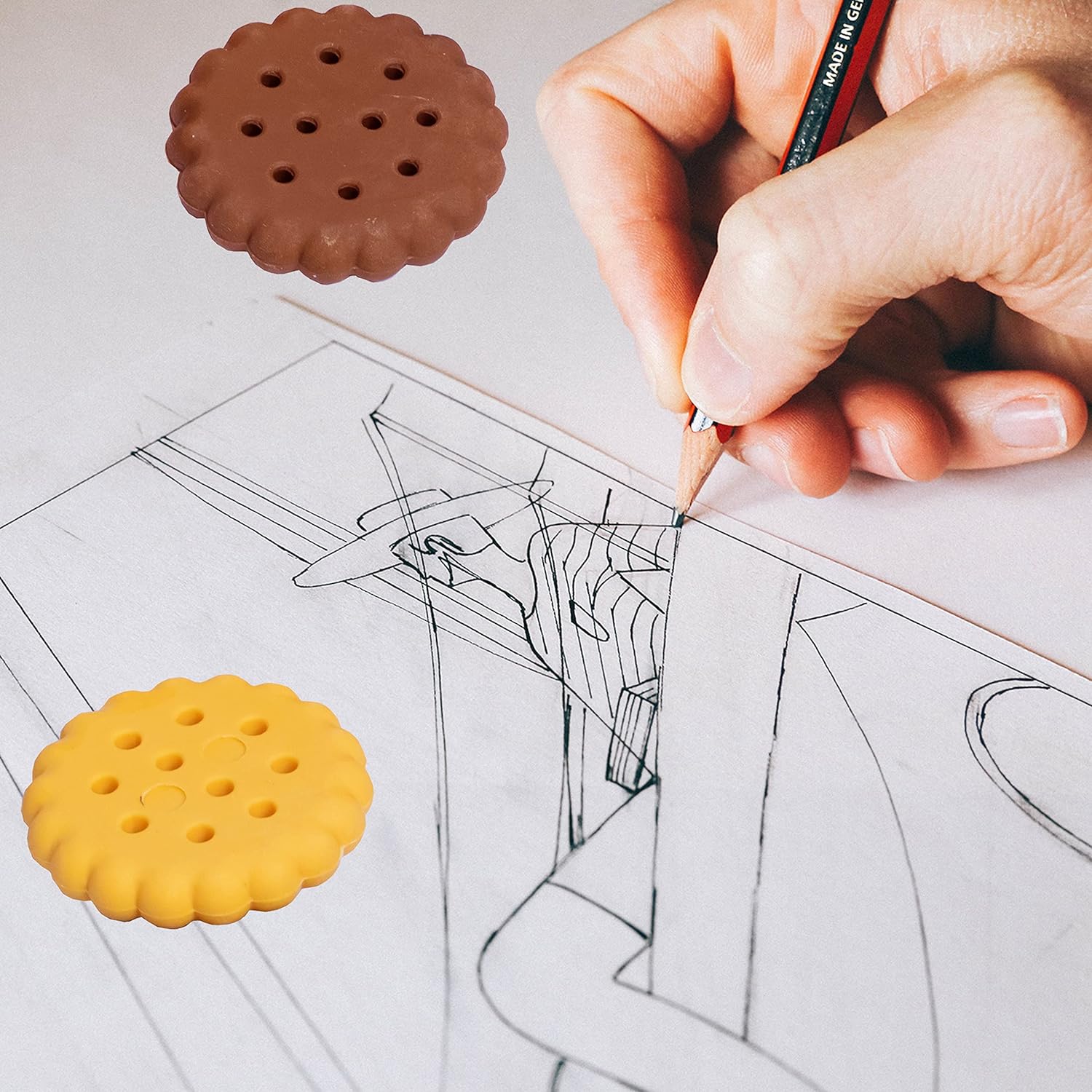 Biscuit-Shaped Erasers – Fun Rubber Stationery for Kids (6 Pcs Set) - Image 5