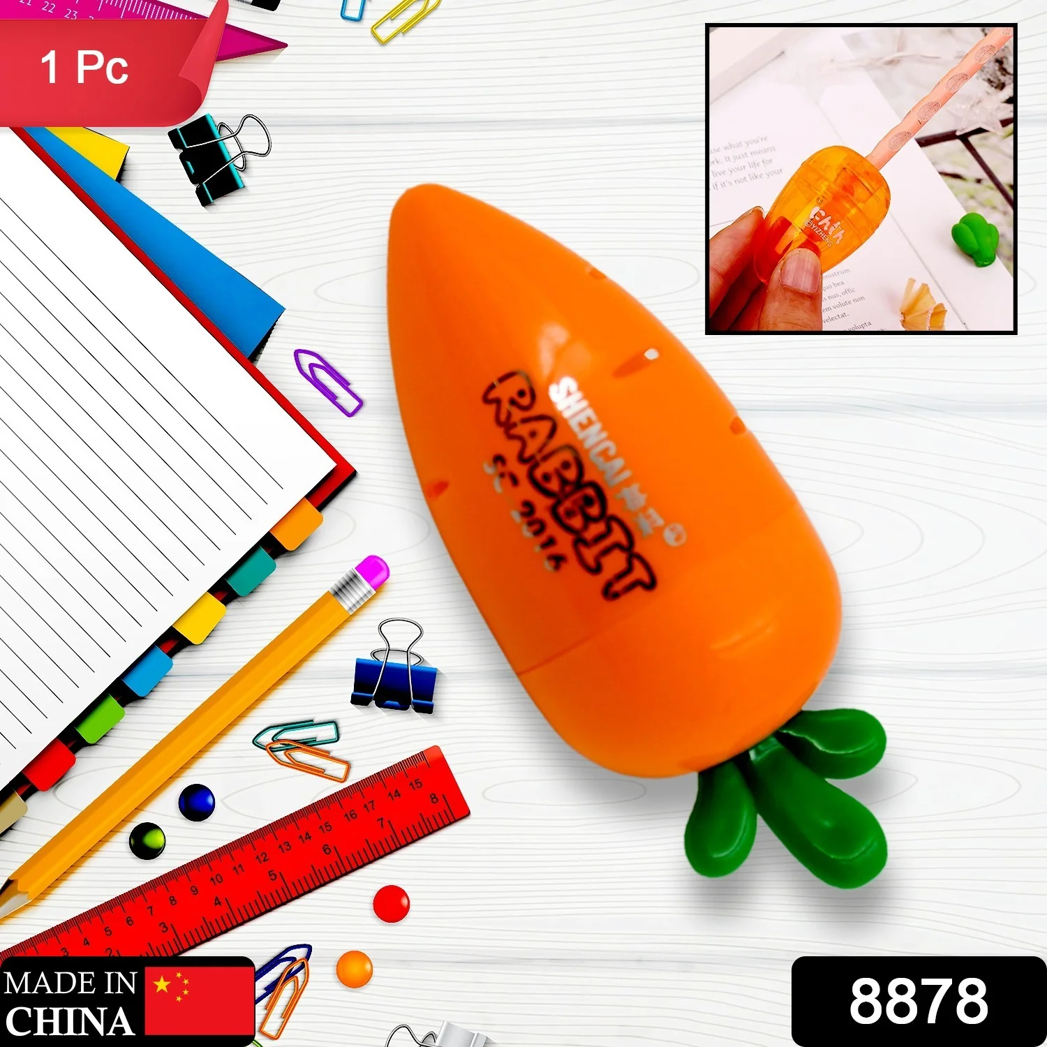 Student Pencil Sharpener Cartoon Carrot Design Suitable for Kids  Stationery 1 Pc - Image 2