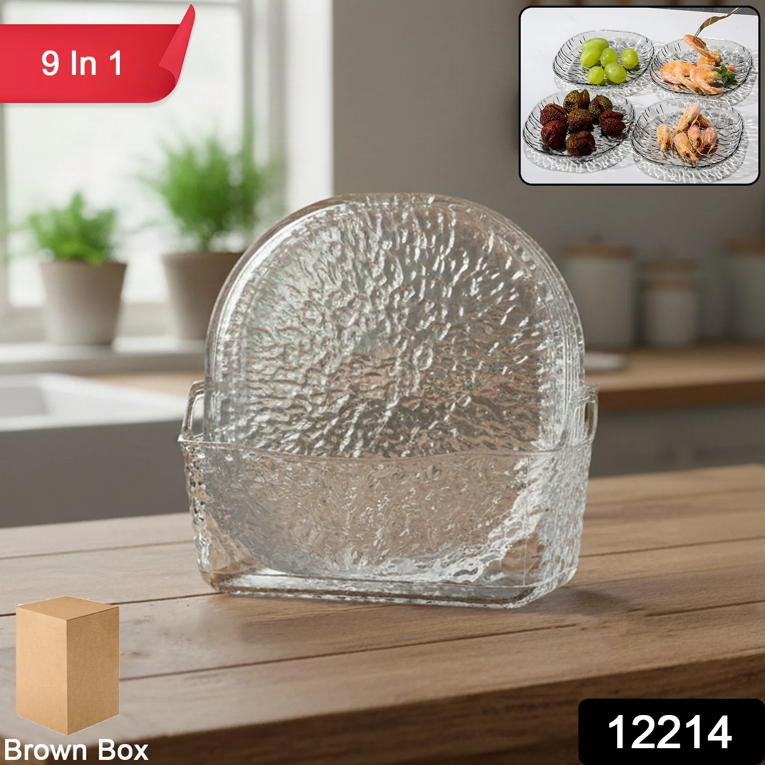 9-in-1 Crystal Glass Snack Serving Plates Set - Image 2