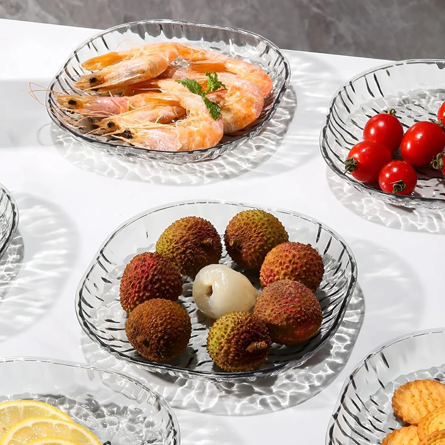9-in-1 Crystal Glass Snack Serving Plates Set - Image 9