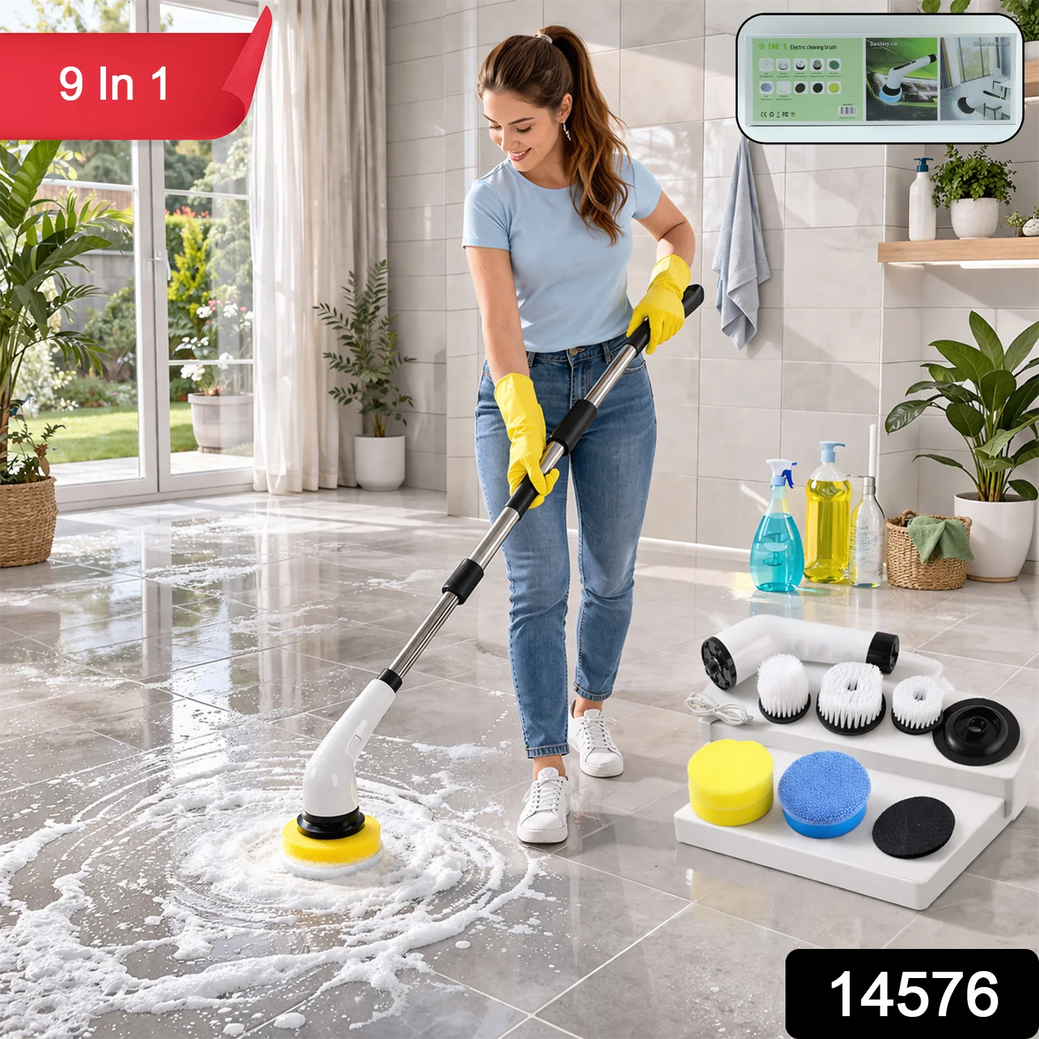 9-in-1 Electric Spin Scrubber - (1 Set) - Image 2