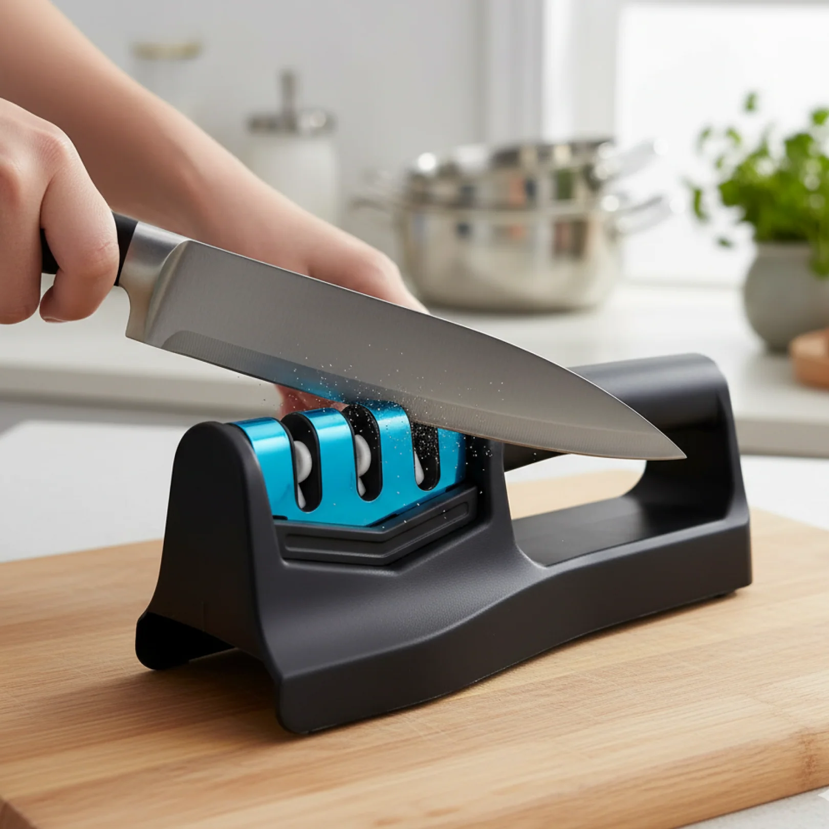 Kitchen Knife Sharpener – Handheld Chefs & Serrated (1 Pc, Chopper Not Included) - Image 11