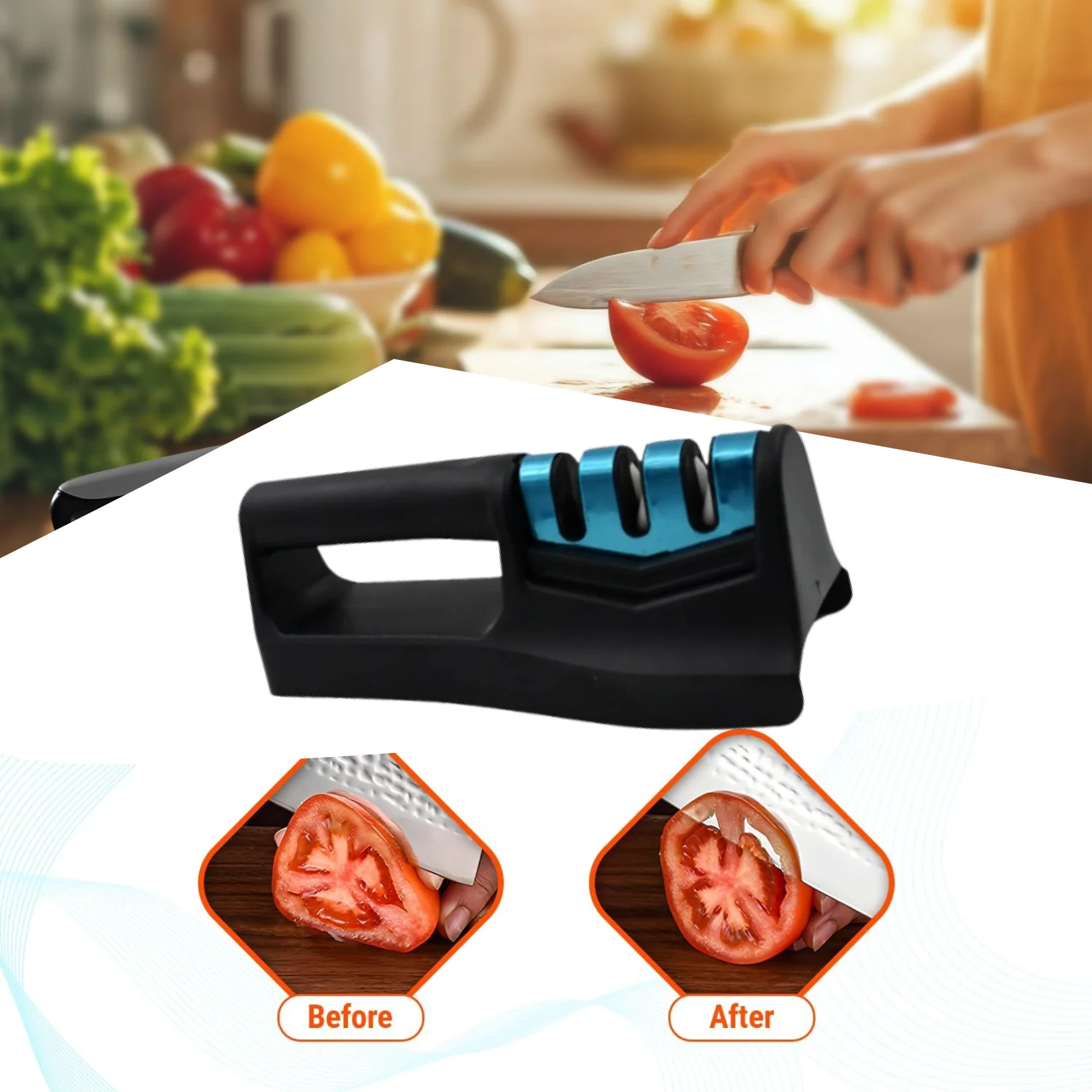 Kitchen Knife Sharpener – Handheld Chefs & Serrated (1 Pc, Chopper Not Included) - Image 2