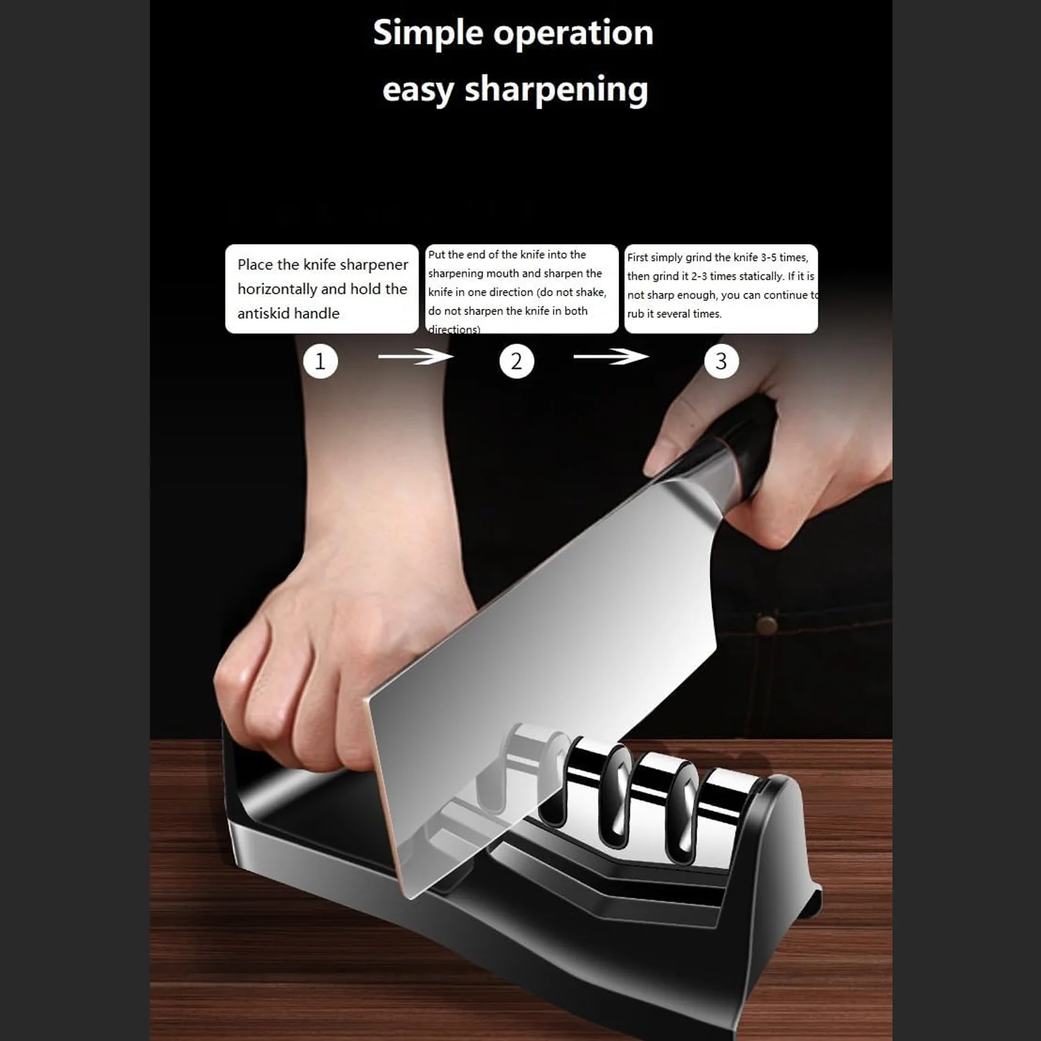 Kitchen Knife Sharpener – Handheld Chefs & Serrated (1 Pc, Chopper Not Included) - Image 7