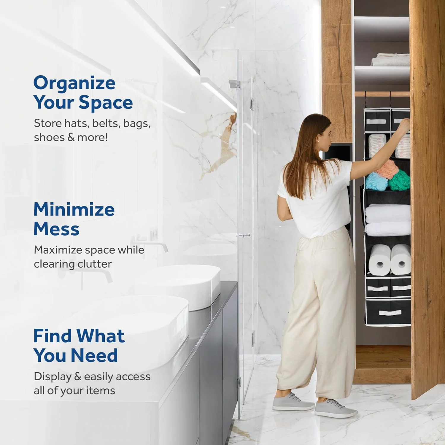 9 Shelf Hanging Closet Organizer with 5 Drawer Organizers - Image 6