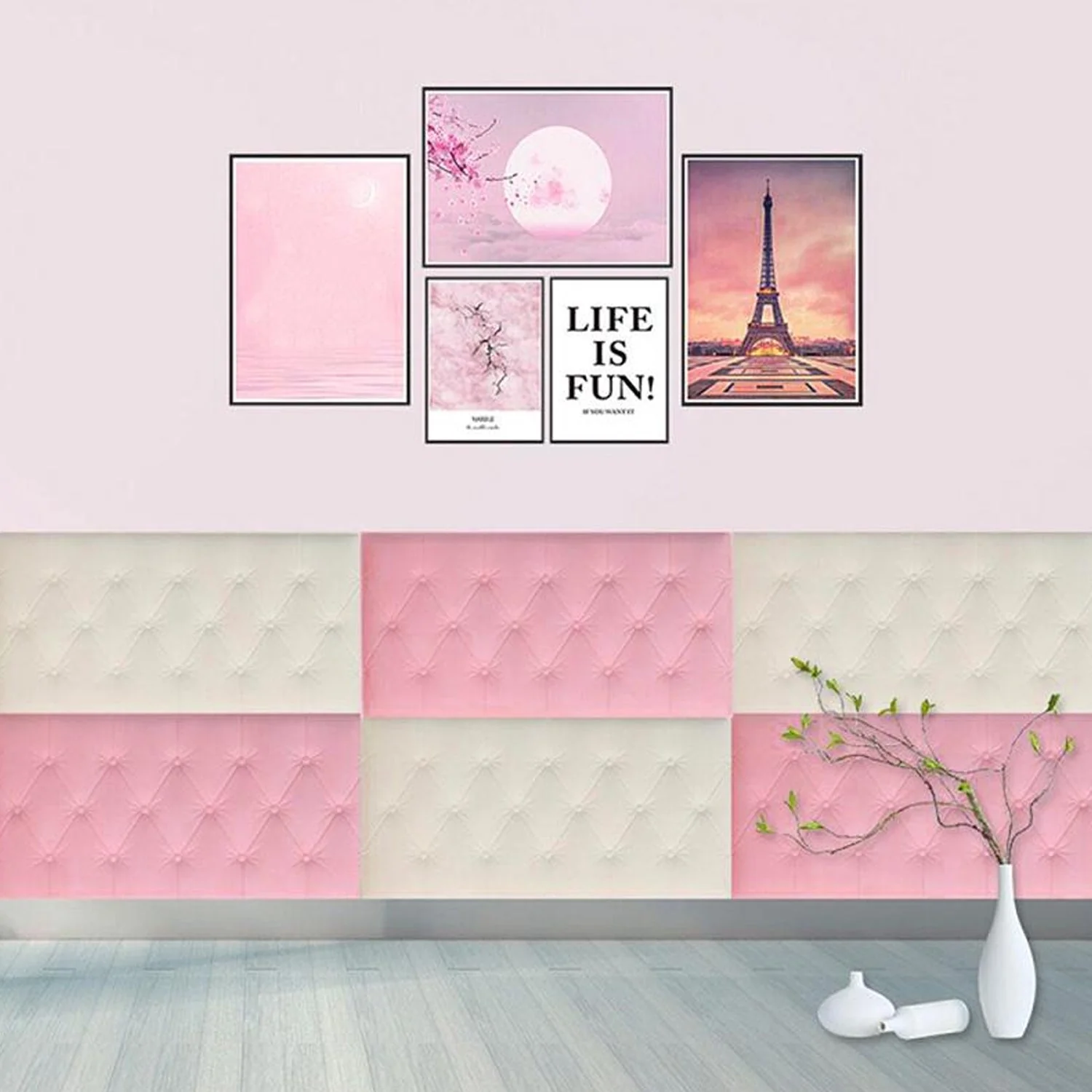 Pink 3D Adhesive Wallpaper for Living Room – Self Adhesive Home Decor - Image 4
