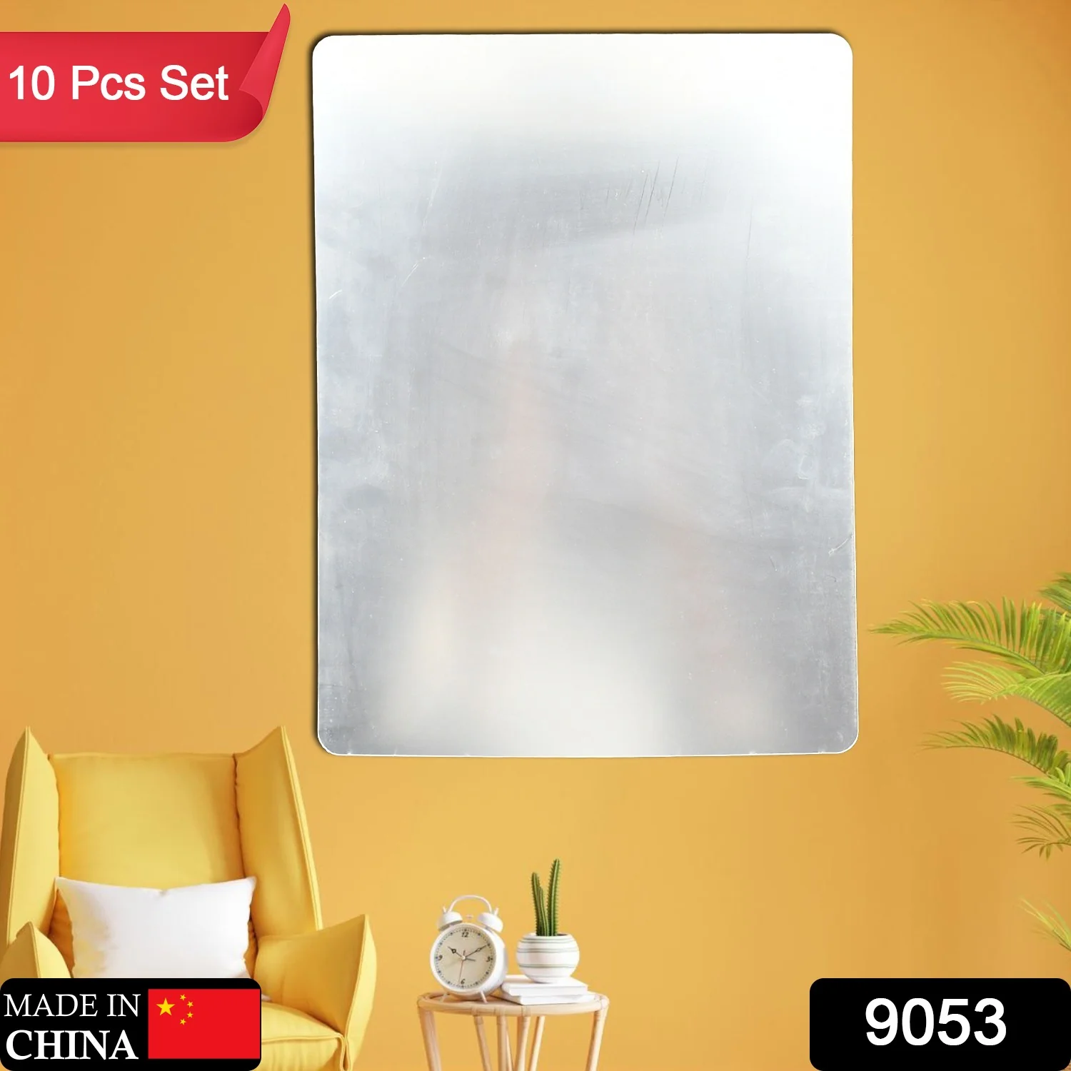 10PC BIG SQUARE ADHESIVE-BATHROOM-MIRROR-WALL - Image 2