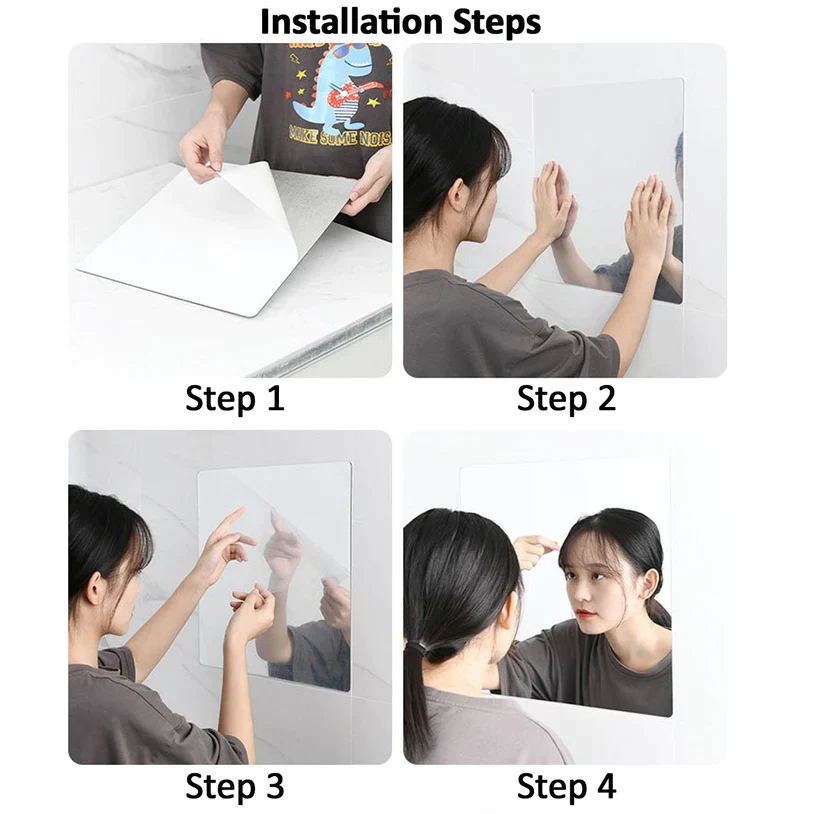 10PC BIG SQUARE ADHESIVE-BATHROOM-MIRROR-WALL - Image 6