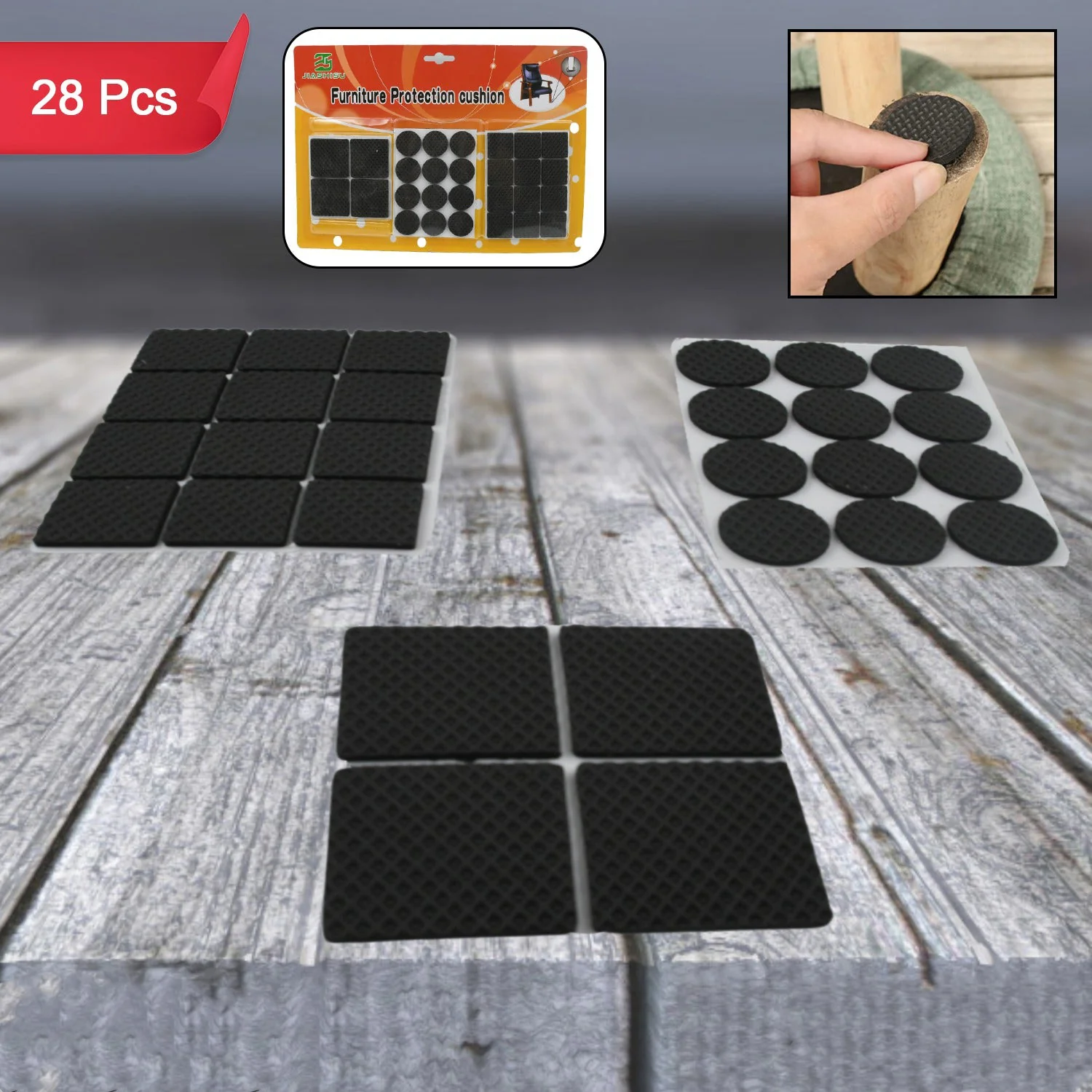 28 pc Rubber furniture Pads Self Sticking Non Slip Furniture Noise Insulation Pads - Image 3
