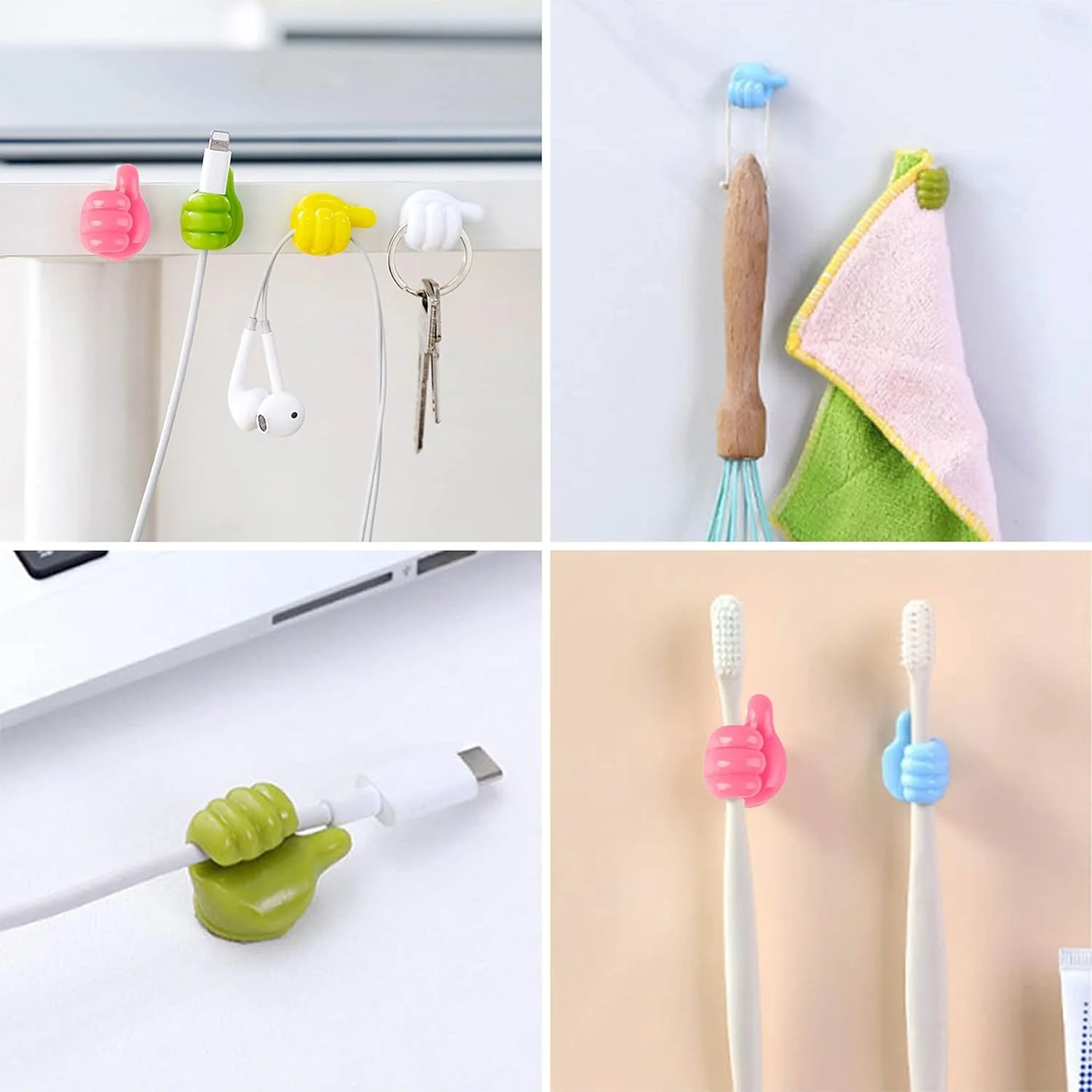 Thumb Cable Clips, Multi-Color Cord Organizer for Home, Office, Car (10 Pc Set) - Image 3