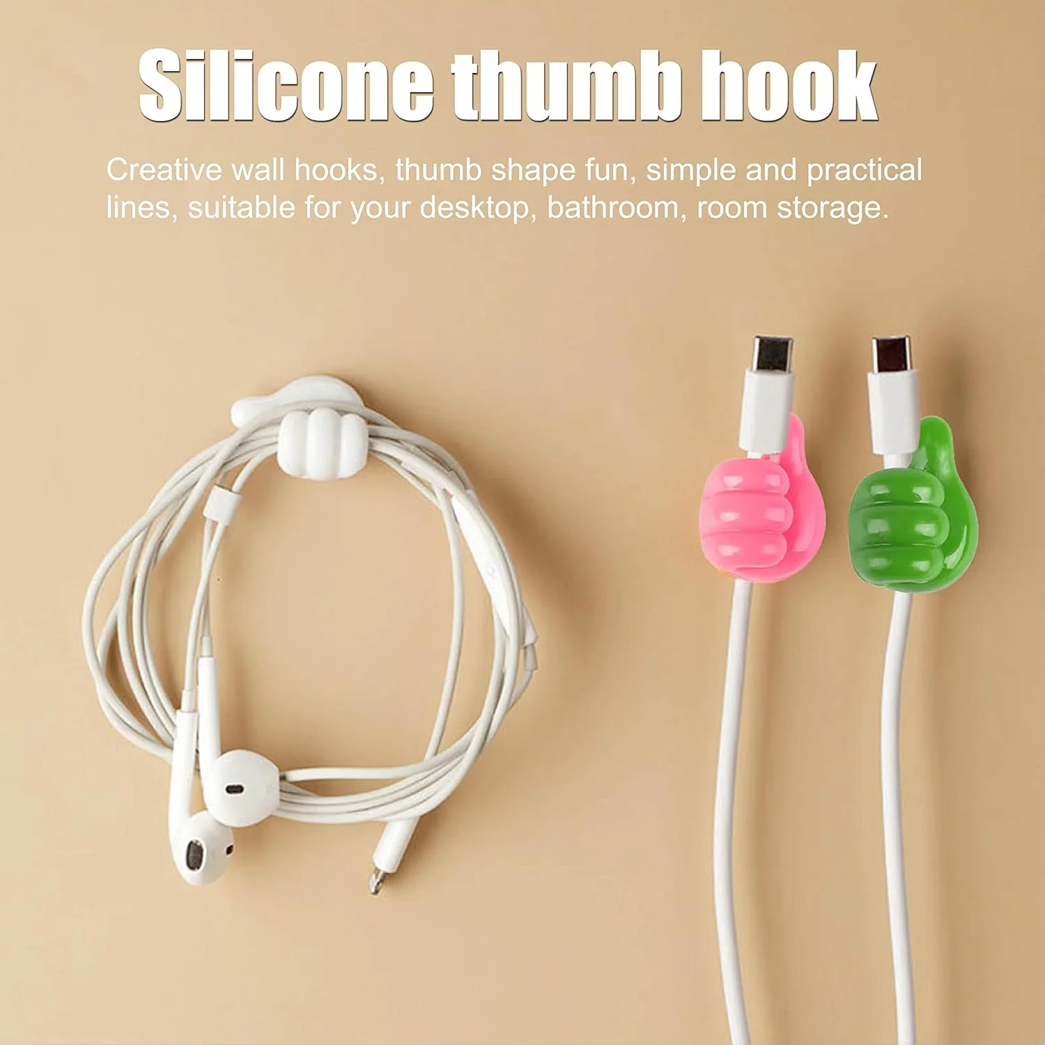 Thumb Cable Clips, Multi-Color Cord Organizer for Home, Office, Car (10 Pc Set) - Image 7