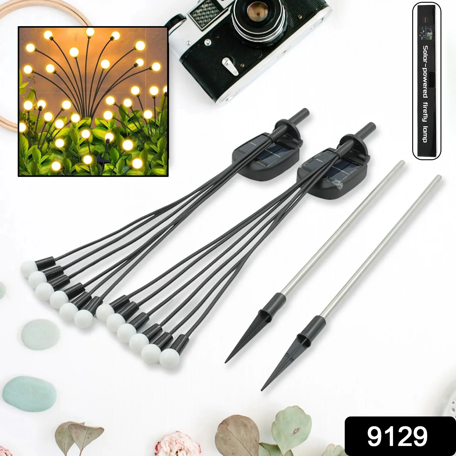 Solar Firefly Lights for Garden Decor (2 Pc, 12 LED Warm) - Image 2