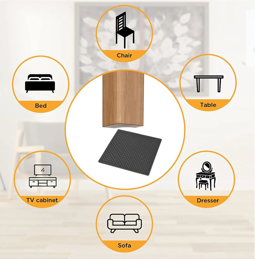 Square Self Adhesive Door, Wardrobe Furniture Feet Pad (Pack of 1pc). - Image 6