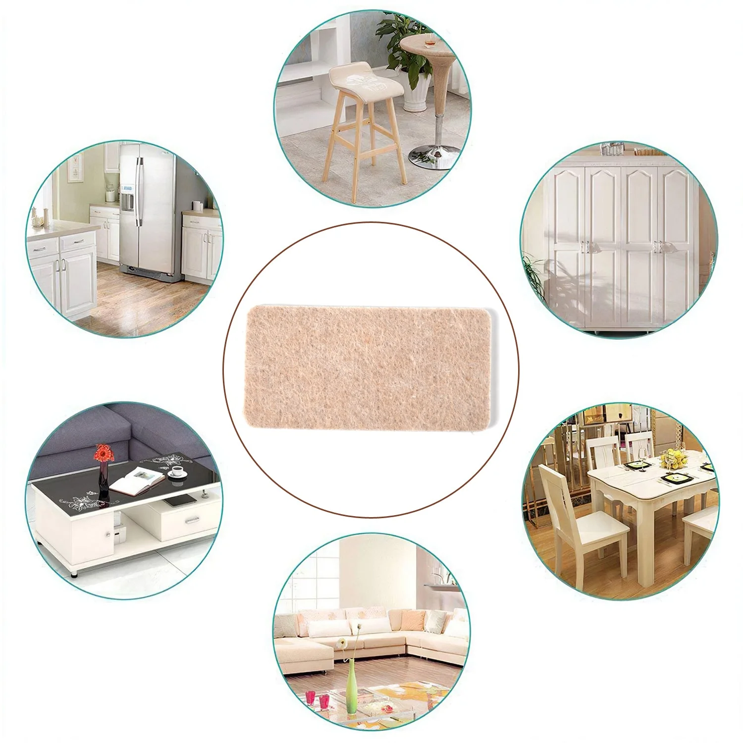 4-Piece Square Felt Furniture Floor Protector Pads - Image 3