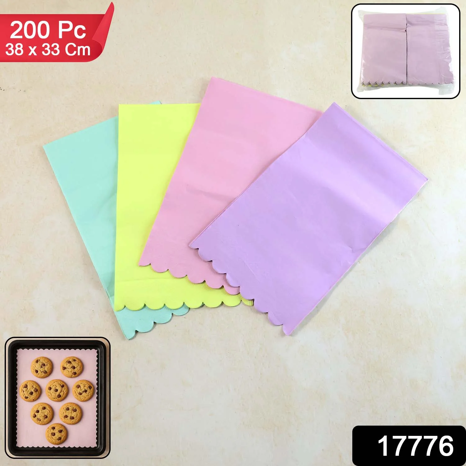 Multicolor Decorative Baking Paper Sheets (38 x 33 Cm / 200 Pc) - Image 2
