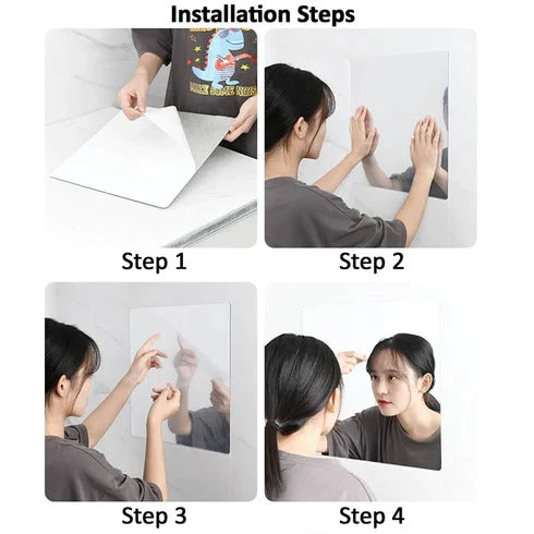 SMALL OVAL FRAME LESS MIRROR WALL STICKER FOR DRESSING - Image 6