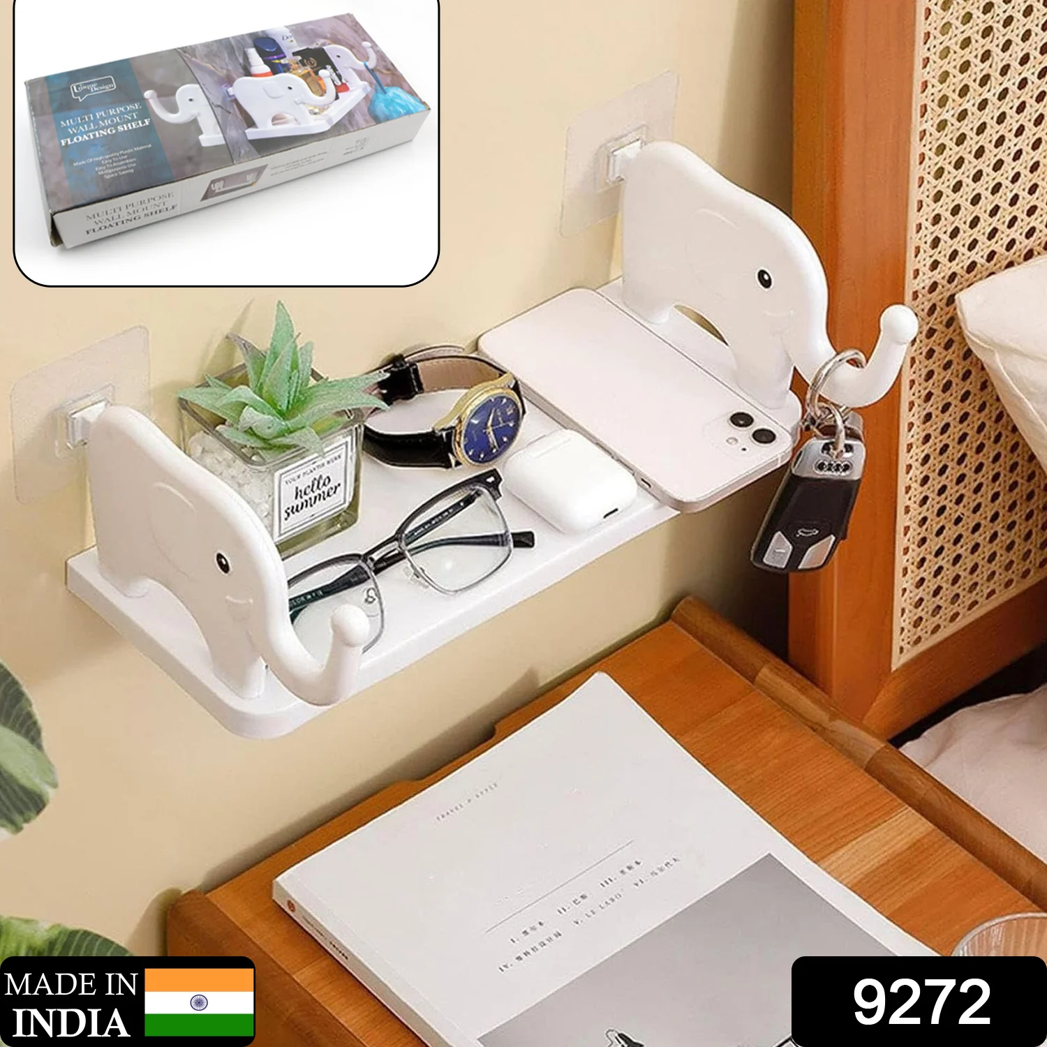 Elephant-Shaped Wall Shelf – No-Punch Mini Organizer for Kitchen & Bathroom - Image 2