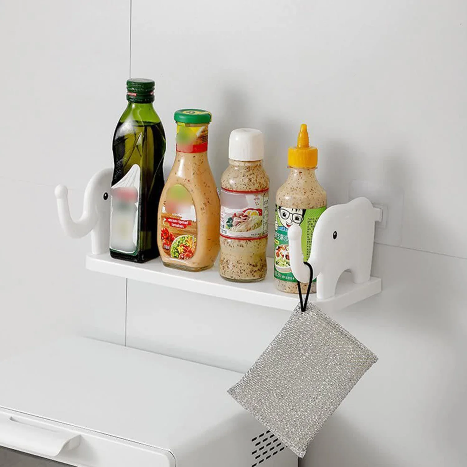 Elephant-Shaped Wall Shelf – No-Punch Mini Organizer for Kitchen & Bathroom - Image 3