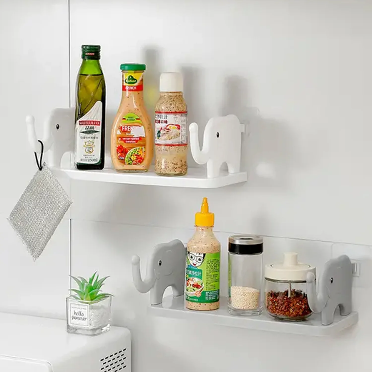 Elephant-Shaped Wall Shelf – No-Punch Mini Organizer for Kitchen & Bathroom - Image 7