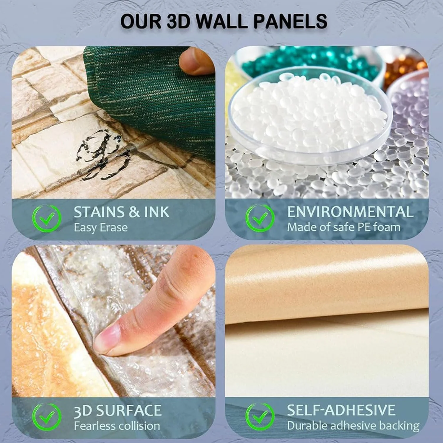 Wallpaper 3D Foam Wallpaper Sticker Panels (70 x 70 Cm / 1 Pc) - Image 3
