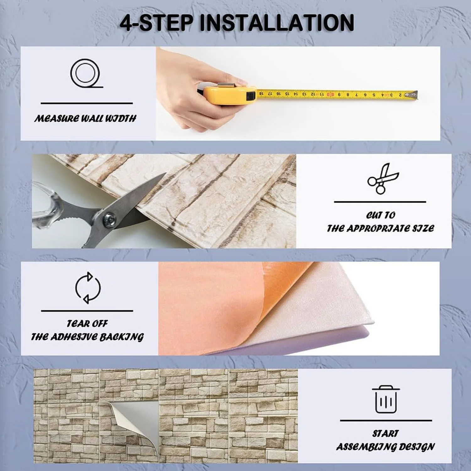 Wallpaper 3D Foam Wallpaper Sticker Panels (70 x 70 Cm / 1 Pc) - Image 4