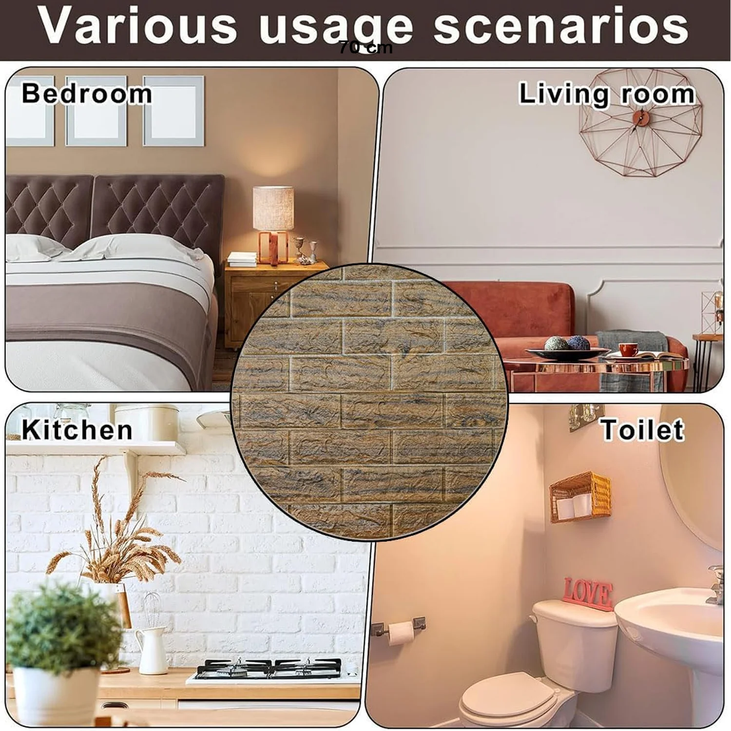 Wallpaper 3D Foam Wallpaper Sticker Panels (70 x 70 Cm / 1 Pc) - Image 6