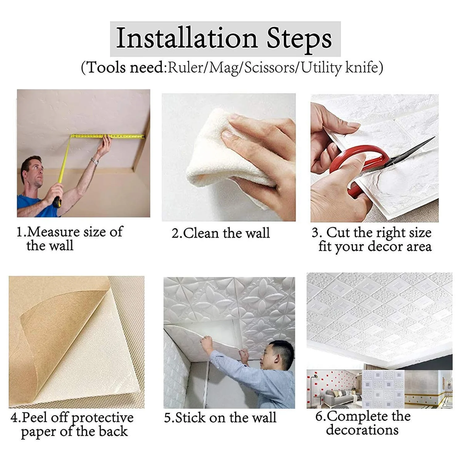 Wallpaper 3D Foam Wallpaper Sticker Panels (70 x 70 Cm / 1 Pc) - Image 7