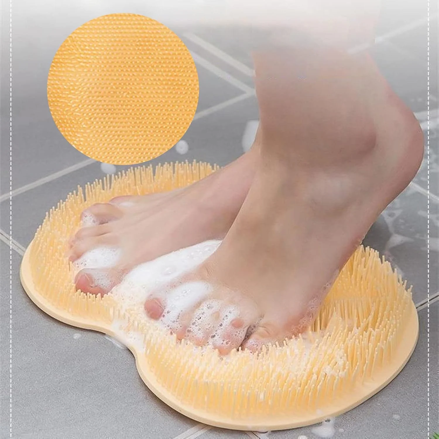 Yellow Silicone Bath Massage Cushion – Suction Cup Exfoliating Foot Scrubber & Mat - Image 7