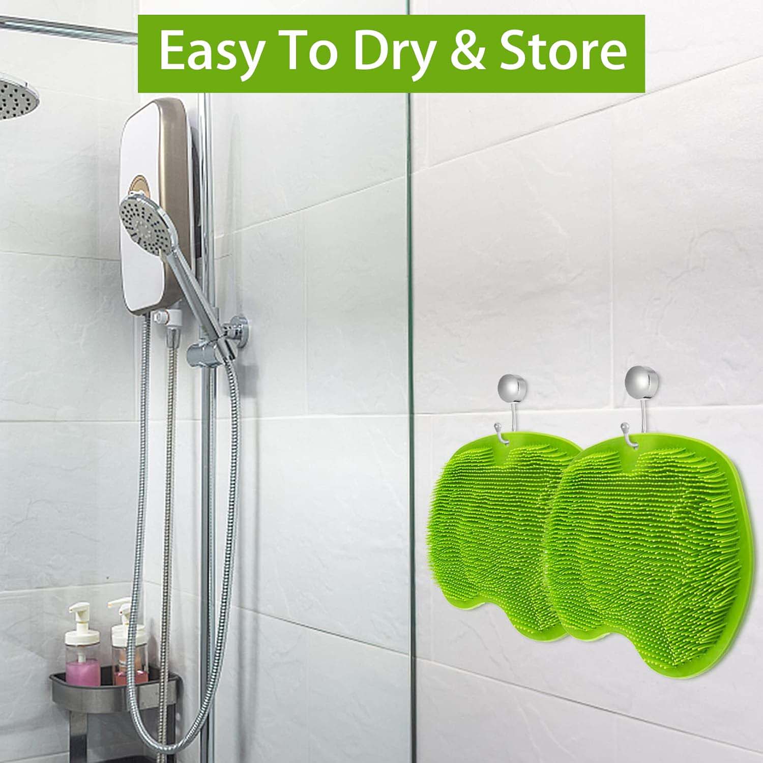 Green Silicone Bath Massage Cushion – Suction Cup Exfoliating Foot Scrubber & Mat - Image 4