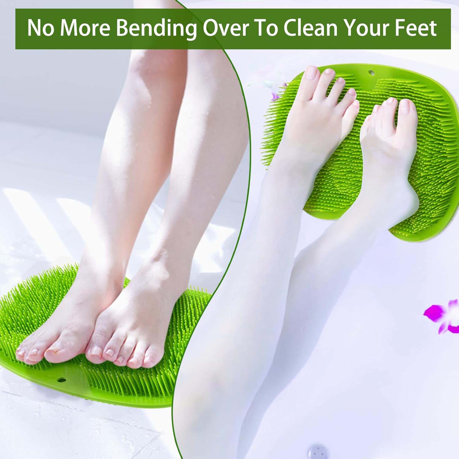 Green Silicone Bath Massage Cushion – Suction Cup Exfoliating Foot Scrubber & Mat - Image 7