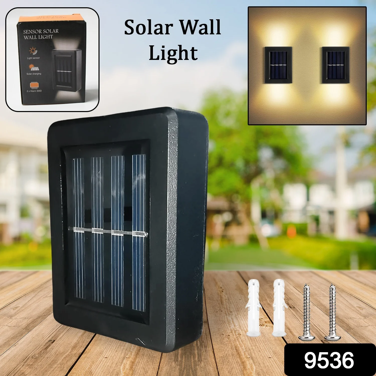 Solar Wall Lights Small Fence Lights Solar Powered Up Down LED Porch Light  (1 Pc) - Image 2