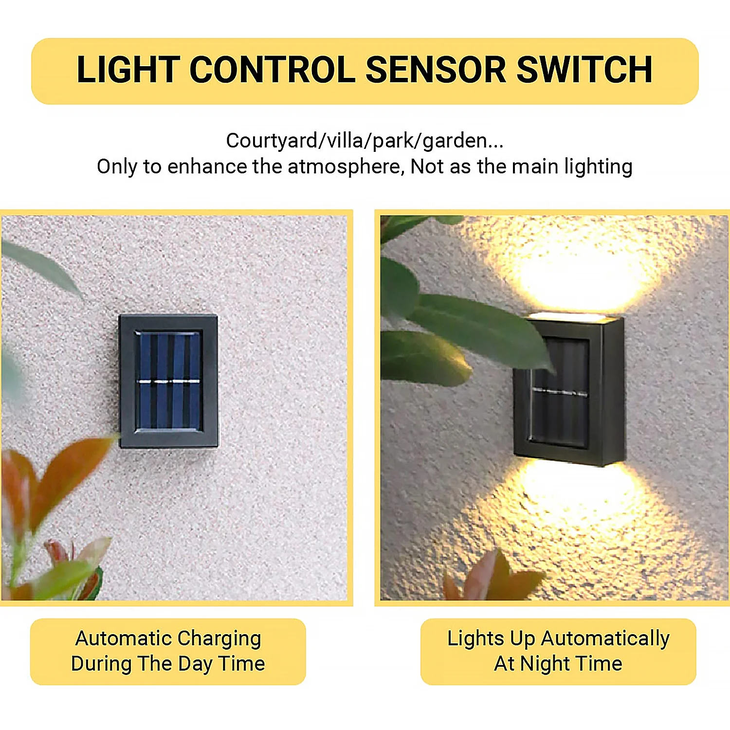 Solar Wall Lights Small Fence Lights Solar Powered Up Down LED Porch Light  (1 Pc) - Image 4