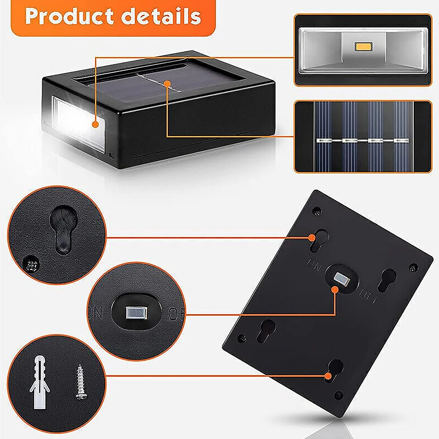 Solar Wall Lights Small Fence Lights Solar Powered Up Down LED Porch Light  (1 Pc) - Image 5