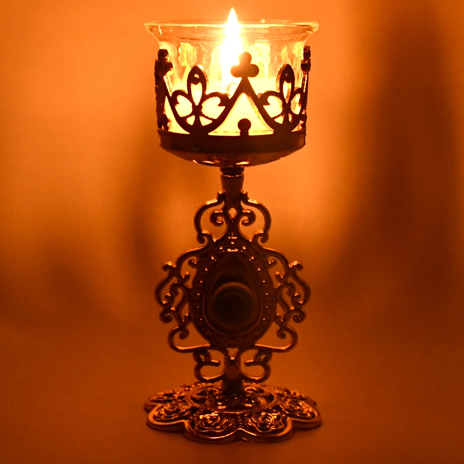 Flower Diwali Candle Holder with Plastic Stand , Diwali(1 Set) - Image 3