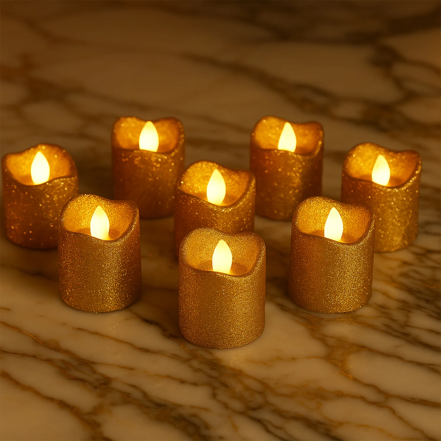 Christmas Premium Glitter LED Tealight Candles (9 Pc Set) - Image 6