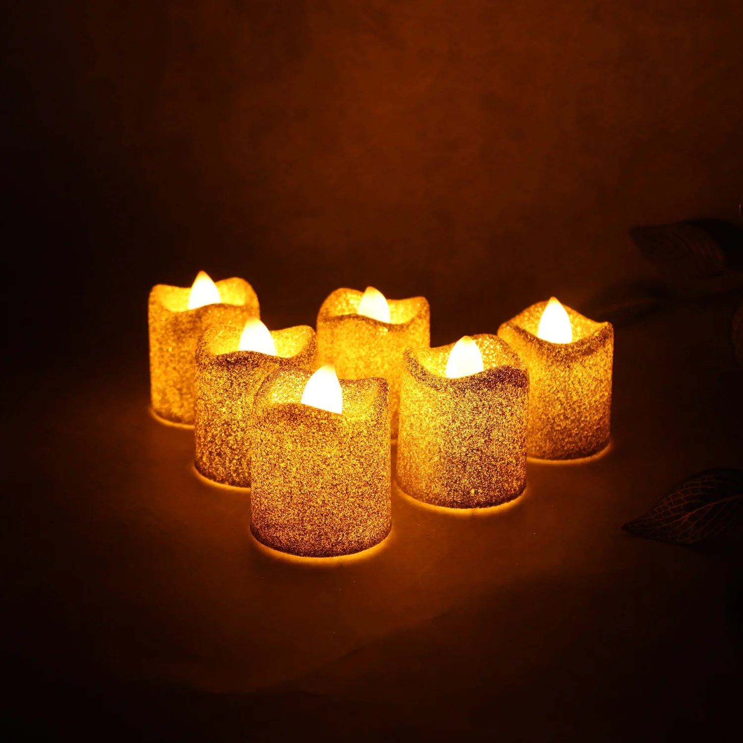 Christmas Premium Glitter LED Tealight Candles (6 Pc Set) - Image 3