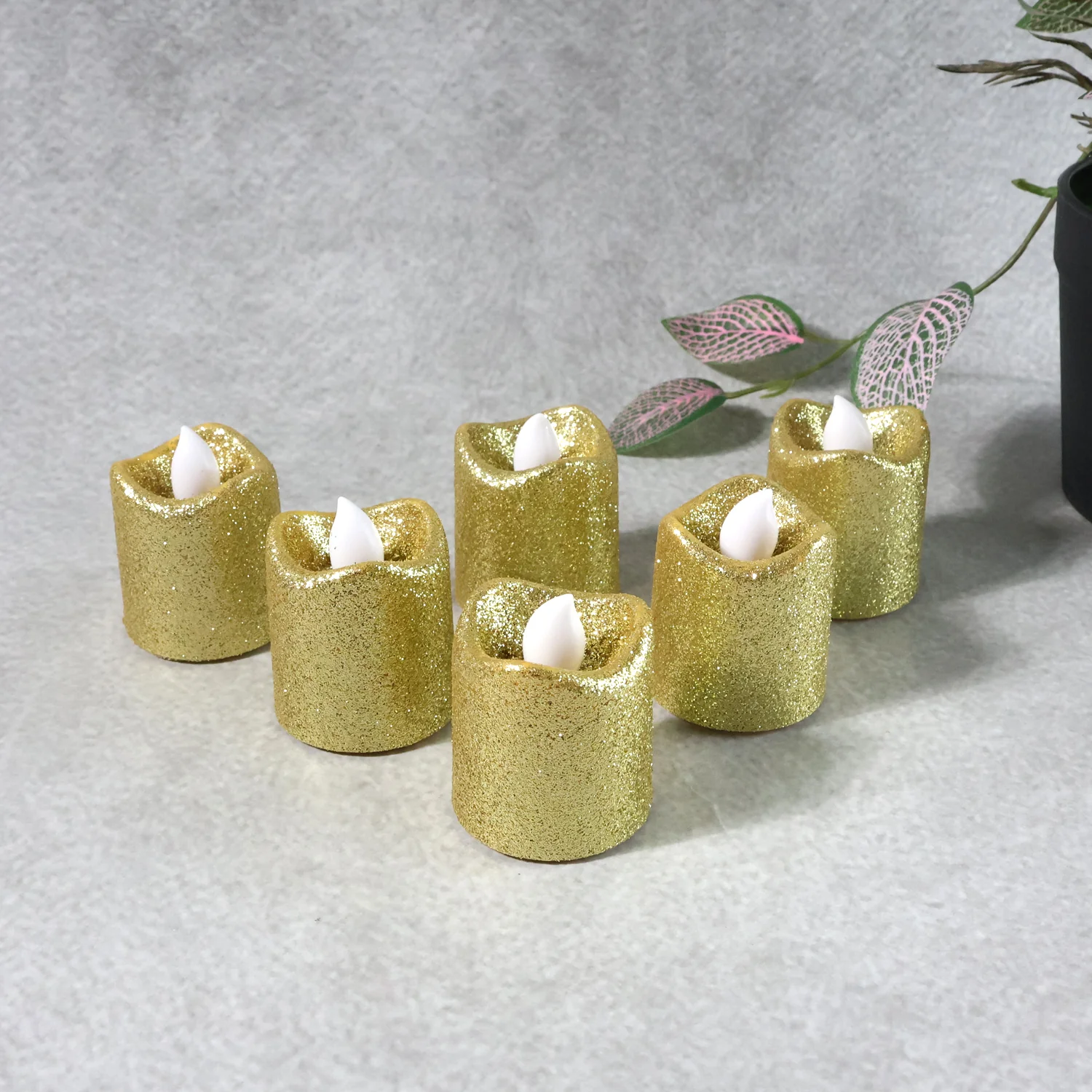 Christmas Premium Glitter LED Tealight Candles (6 Pc Set) - Image 6