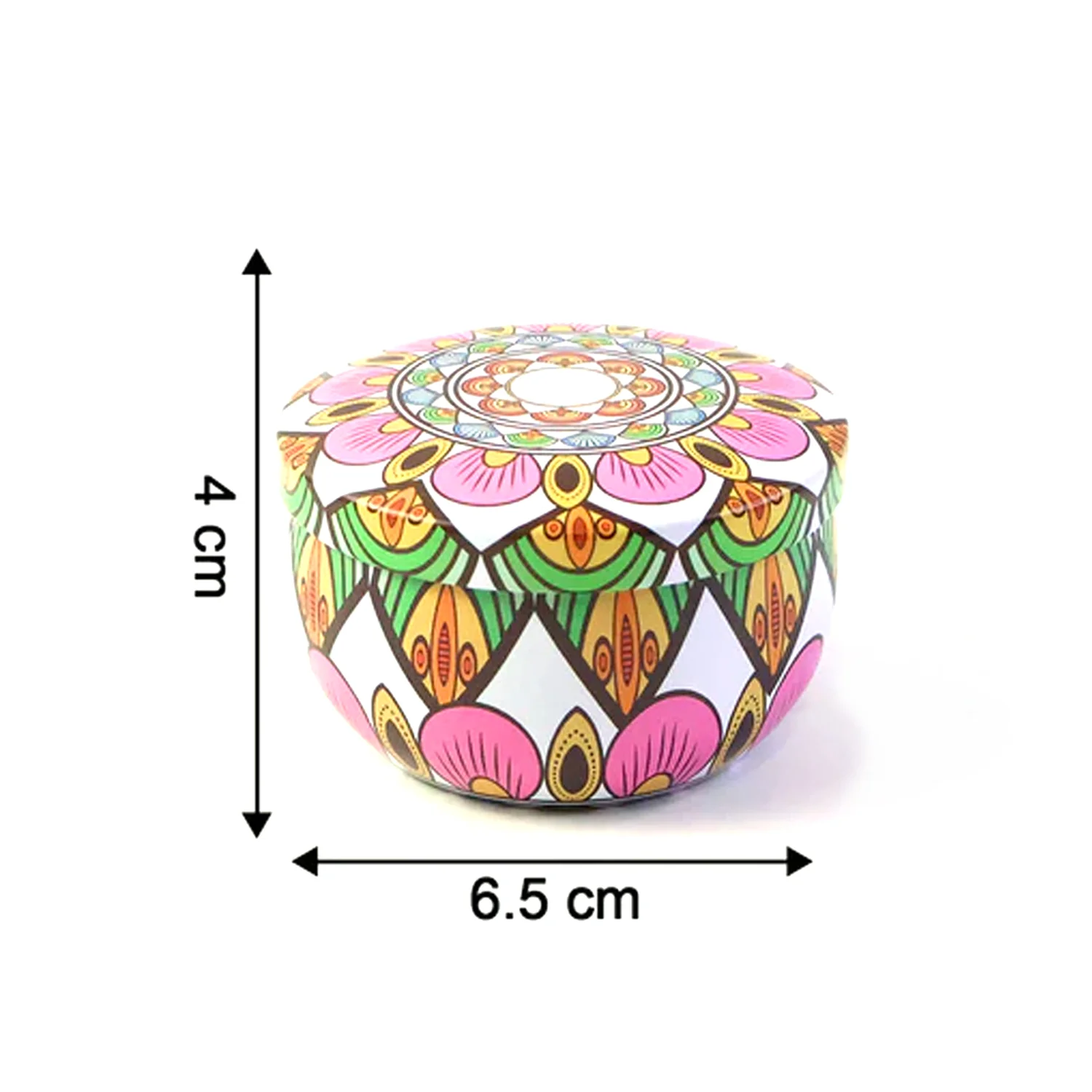 Premium Decorative Mandala Printed Metal Candle Container (4 Pc) - Image 11