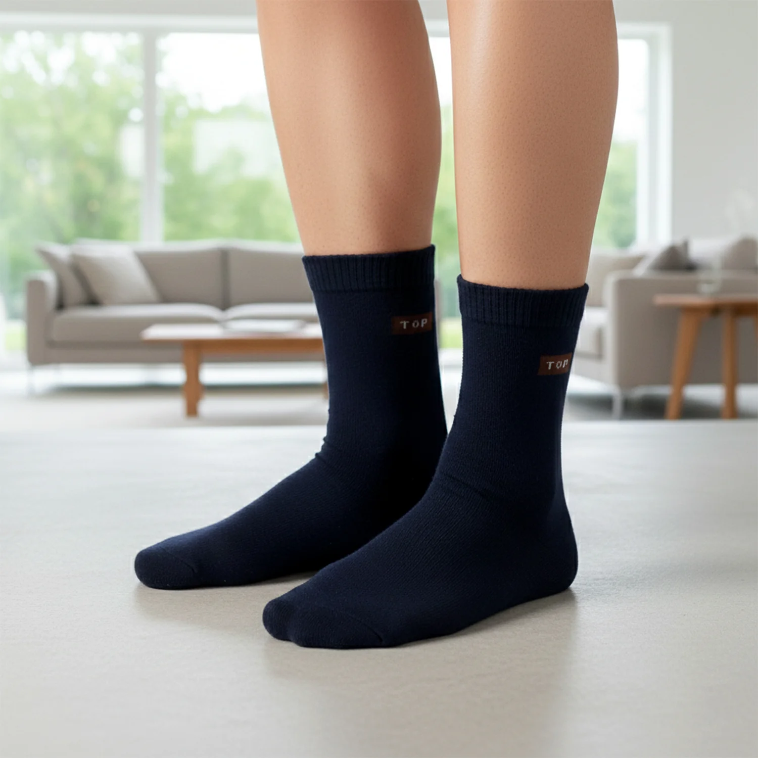 Navy Blue Casual Daily Wear Socks (1 Pair) - Image 6