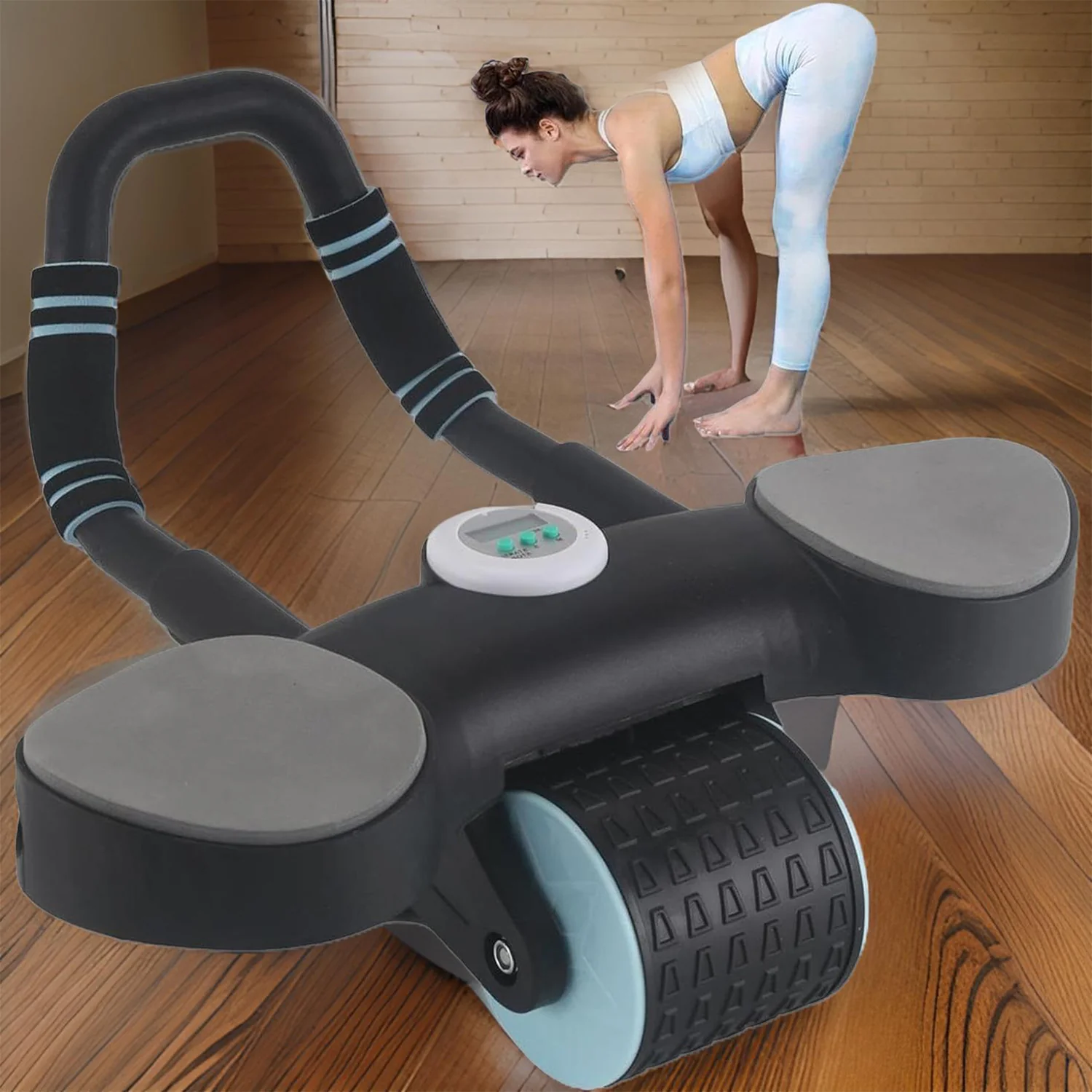 Abdominal Wheel Roller with Elbow Support, Timer & Skipping Rope (1 Set) - Image 3